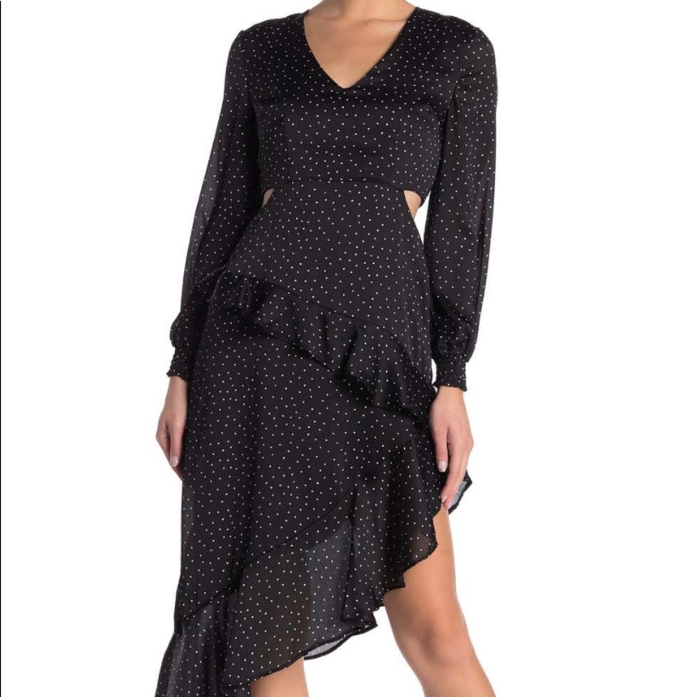 Wild Honey Asymmetrical polka dot dress
